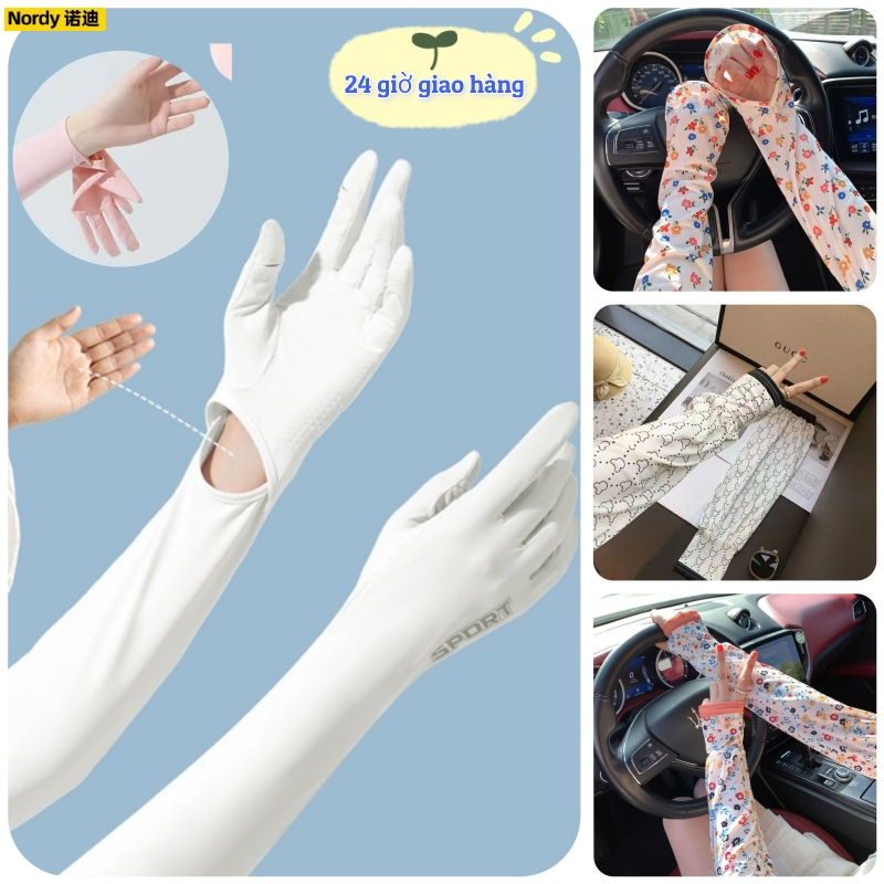 Găng Tay Chống Nắng Bằng Lụa Lạnh Mỏng Thoáng Khí Kích Thước Lớn Bảo Vệ Cánh Tay Chống Tia UV Mùa Hè Cho Nữ