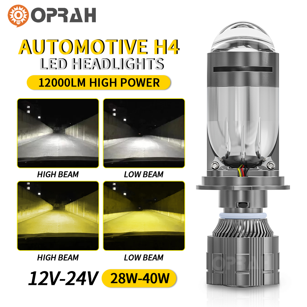 Set 2 Đèn Pha H4 LED 3570 12000LM Ánh Sáng Trắng / Vàng Siêu Sáng Dành Cho Ô Tô