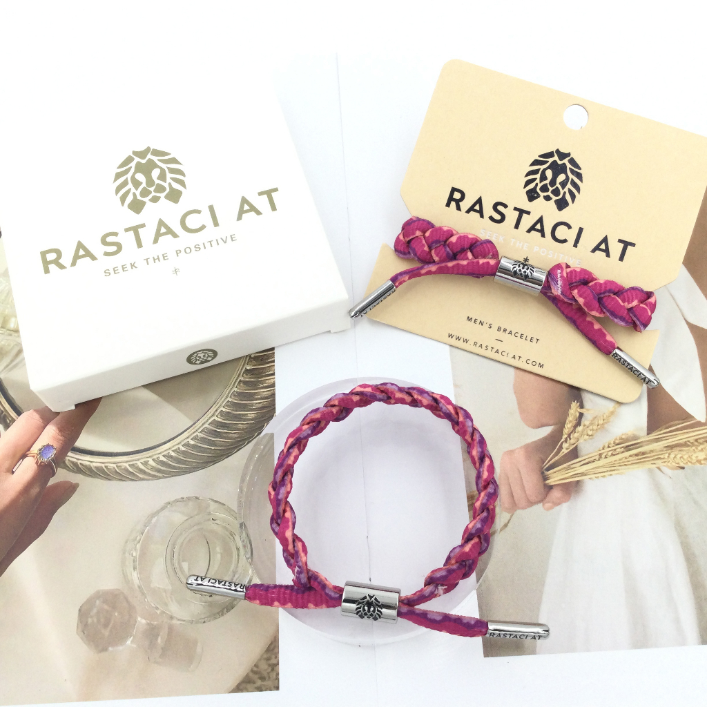 Vòng đeo tay nam RASTAClAT bện với hộp quà tặng cao cấp Khóa bạc màu hồng tím ONYX II Thời trang nữ Gradient Bangle Vòng đeo tay Dây thừng Quà tặng ngày lễ tình nhân của cặp đôi