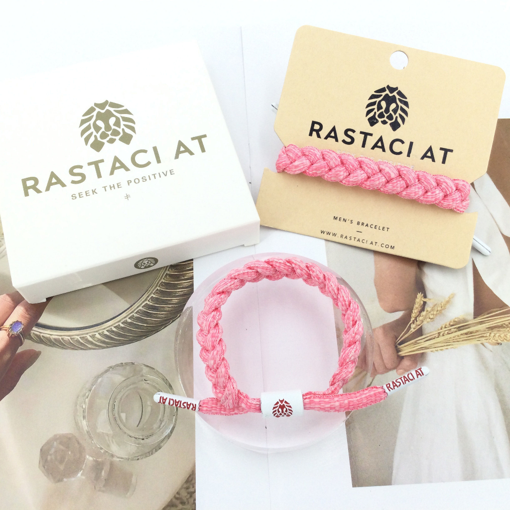 Vòng đeo tay nam RASTAClAT bện với hộp quà tặng cao cấp Maca Pink ONYX II Thời trang nữ Gradient Bangle Rope Quà tặng ngày lễ tình nhân của cặp đôi Cổ điển