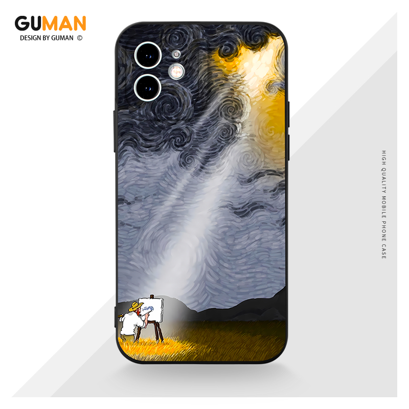 Ốp lưng GUMAN mềm chống thường bẩn nam hình ngộ nghĩnh ngầu độc lạ đen Cho iPhone 17 16 15 14 13 12 
