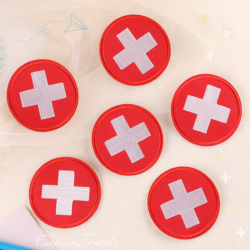 Miếng Dán Ủi Thêu Họa Tiết Hoạt Hình Tròn / Chữ Thập DIY