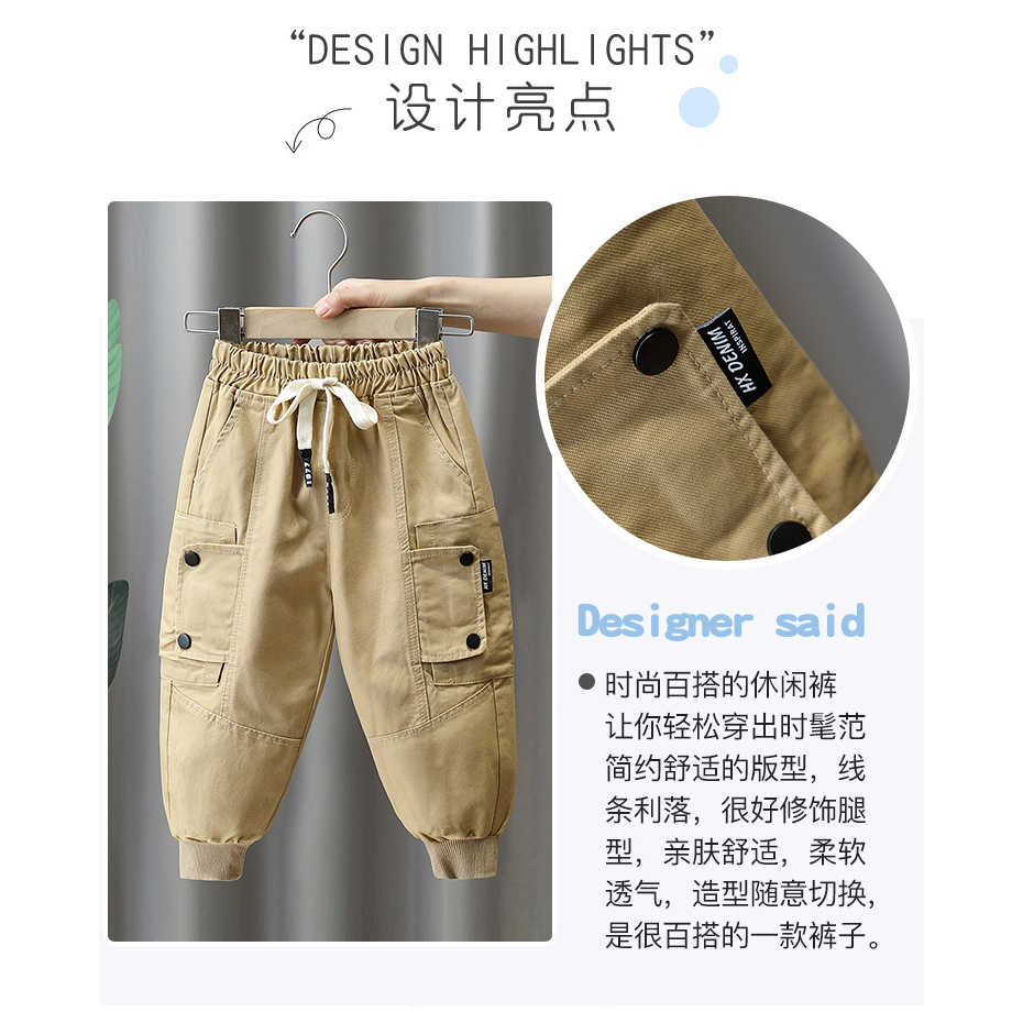 Quần Dài Vải cotton Nguyên Chất Thoáng Khí Thoải Mái Cho Bé Trai Từ 3-10 Tuổi