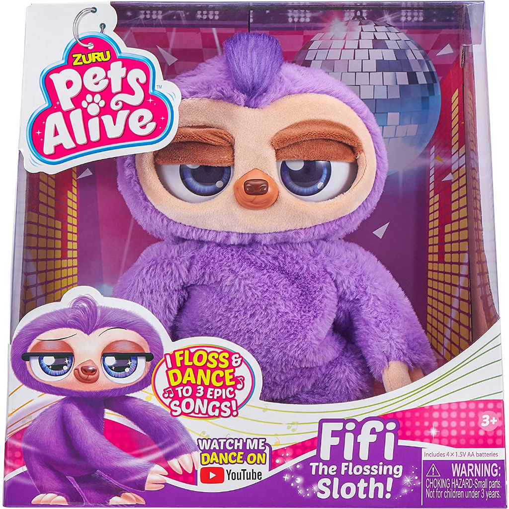Pets Alive Fifi the Flossing Sloth Purple - 11" Interactive Animal Dancing Robotic Plush Toy Đồ Chơi Robot Nhồi Bông Màu Tím 11 "Cho Thú Cưng