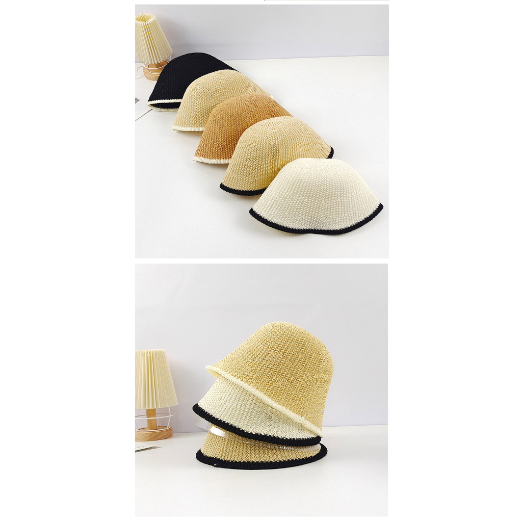 Nón Tai Bèo Dệt Kim Che Nắng Gấp Gọn Kiểu Đơn Giản Thời Trang Mùa Hè