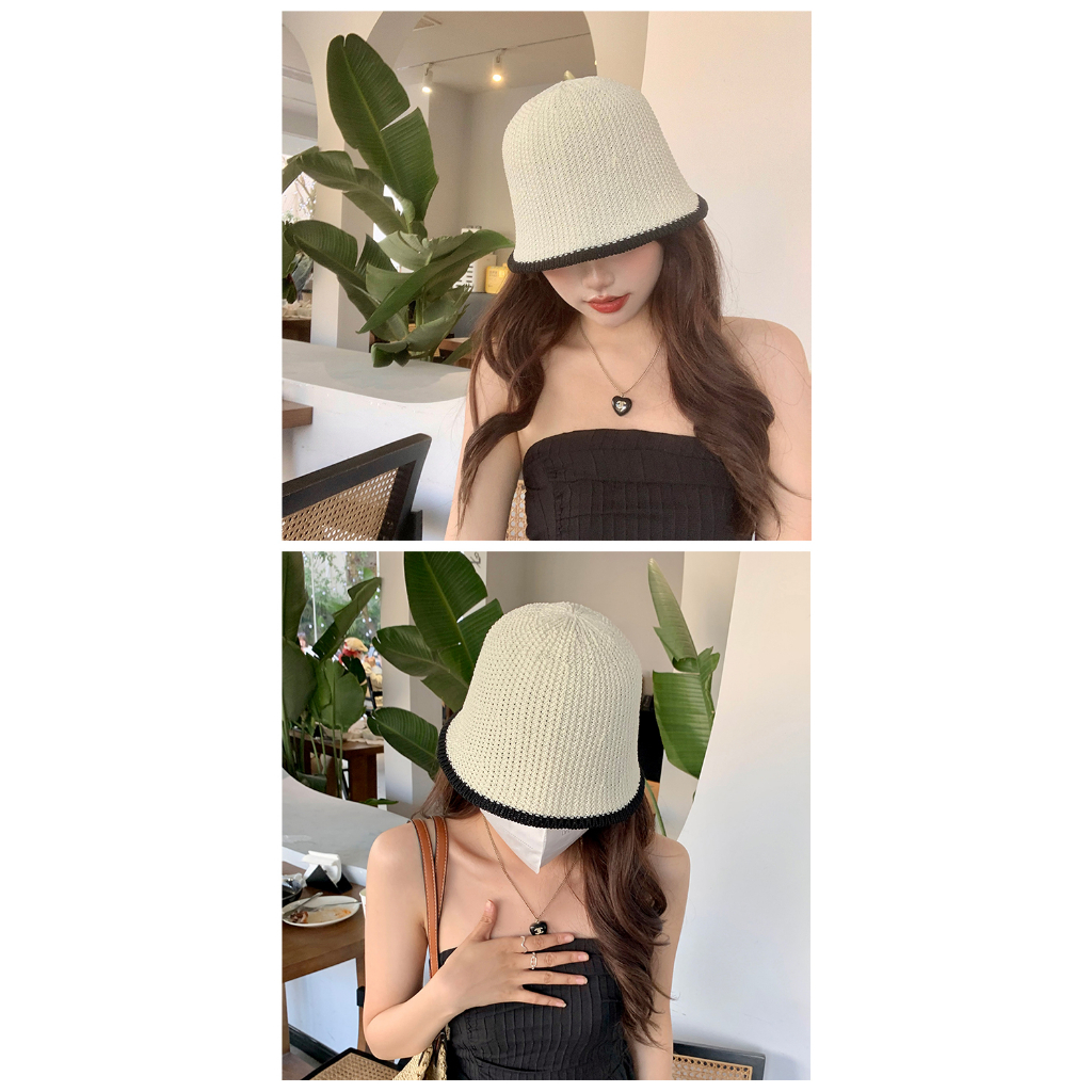 Nón Tai Bèo Dệt Kim Che Nắng Gấp Gọn Kiểu Đơn Giản Thời Trang Mùa Hè