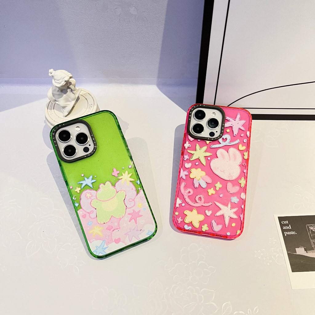 Ốp Điện Thoại Họa Tiết Thỏ / Ếch / Kim Tuyến Cho iPhone14ProMax iP13Pro 13 11 12Promax 13Promax 11 12 13 14