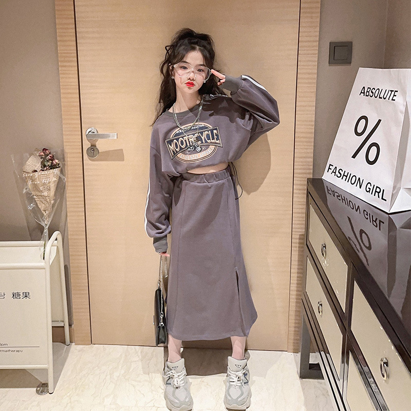Set Đồ Mùa Xuân 2 Món Gồm Áo Sơ Mi Tay Dài + Váy Phong Cách Hàn Quốc Cho Bé Gái 8 10 12 14 Tuổi