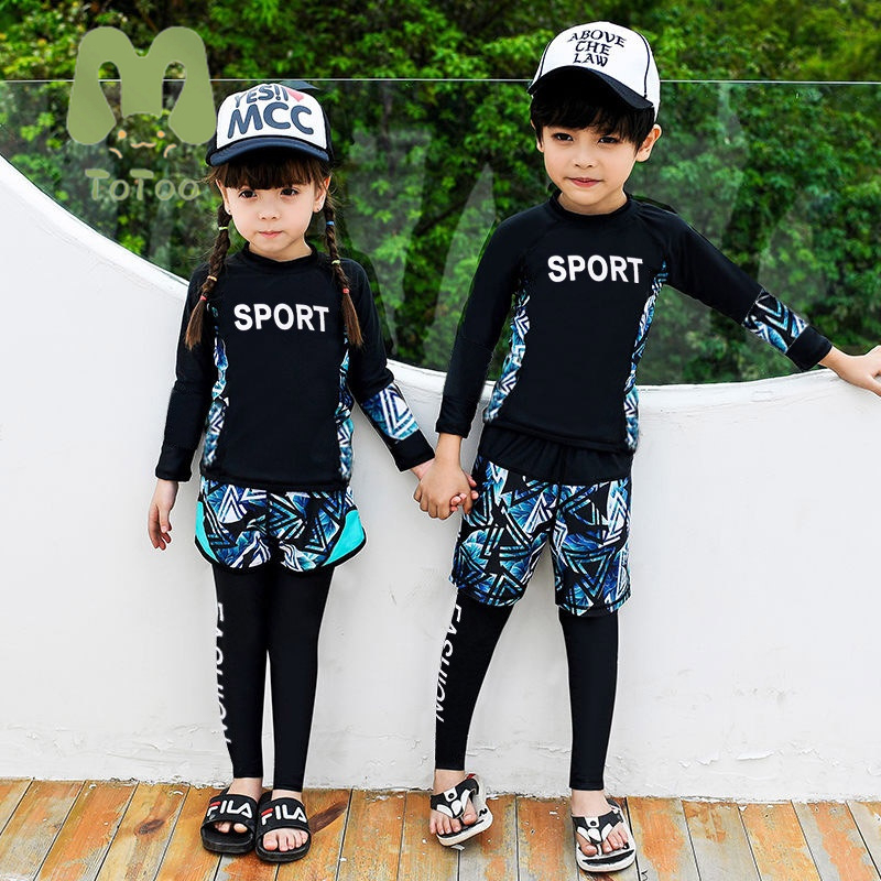 ToToo Bộ Đồ Bơi Ba Mảnh Tay Dài Chống Nắng Mau Khô Dành Cho Bé Trai Gái