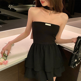 ZhuXia Đầm Cổ Yếm Thắt Nơ Tay Phồng Thời Trang Cho Nữ