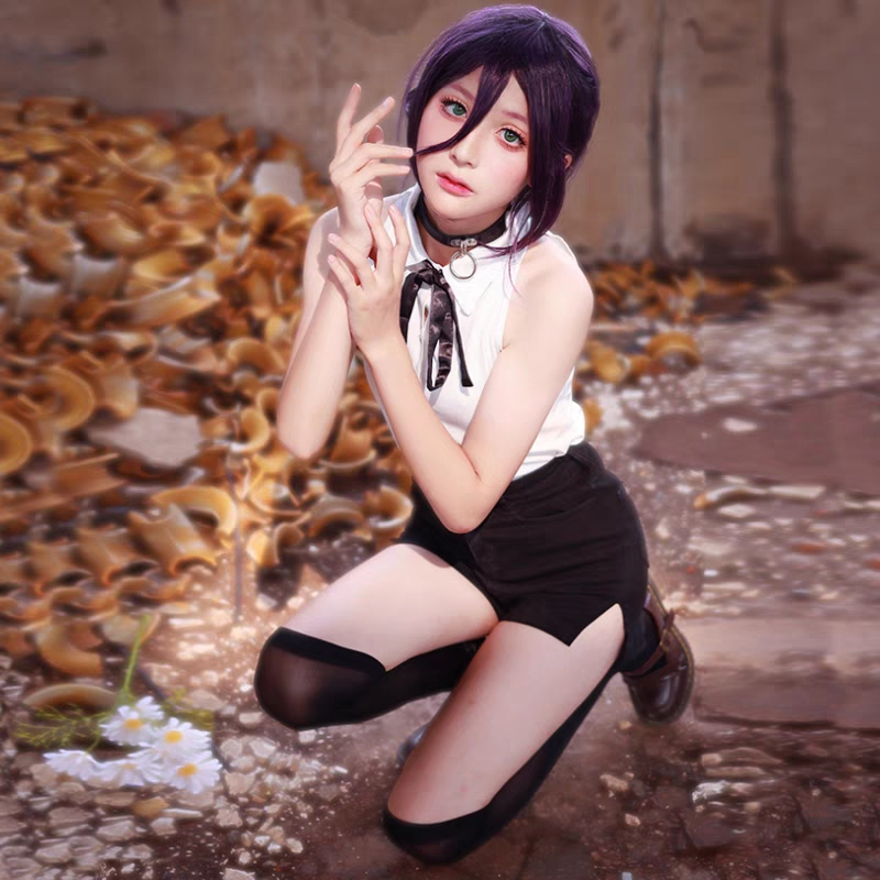 Chainsaw man cosplay Reze Bomb Demon cos Costume Full Set Female Anime Clothing Cartoon characters suit Two-dimensional gifts Shirt wig Women Uniform Halloween large size