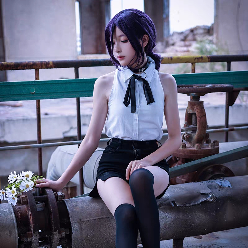 Chainsaw man cosplay Reze Bomb Demon cos Costume Full Set Female Anime Clothing Cartoon characters suit Two-dimensional gifts Shirt wig Women Uniform Halloween large size