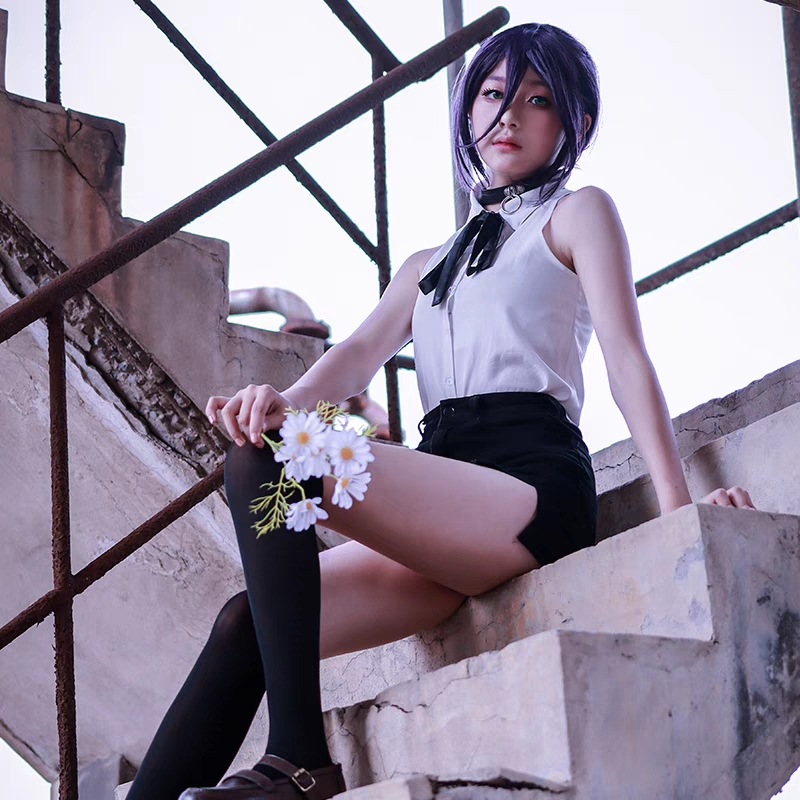 Chainsaw man cosplay Reze Bomb Demon cos Costume Full Set Female Anime Clothing Cartoon characters suit Two-dimensional gifts Shirt wig Women Uniform Halloween large size