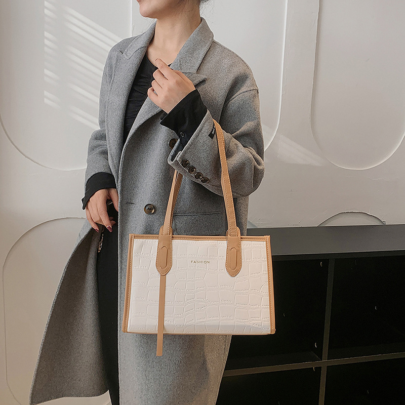 Túi xách IELGY cỡ lớn màu sắc tương phản thời trang mùa hè thanh lịch dành cho nữ