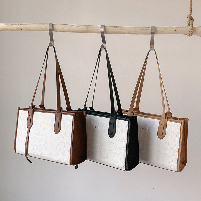 Túi xách IELGY cỡ lớn màu sắc tương phản thời trang mùa hè thanh lịch dành cho nữ