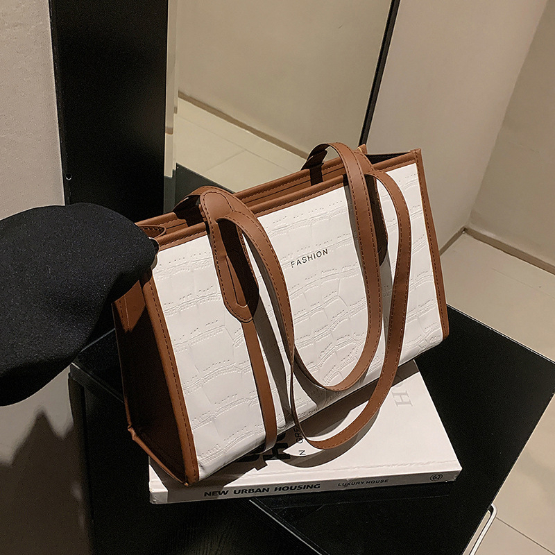 Túi xách IELGY cỡ lớn màu sắc tương phản thời trang mùa hè thanh lịch dành cho nữ