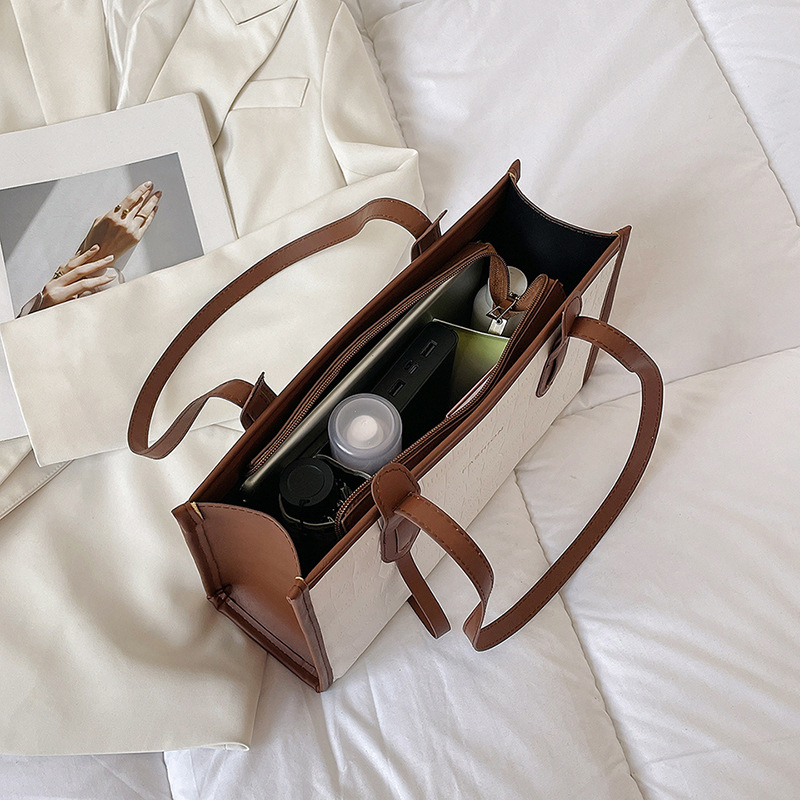 Túi xách IELGY cỡ lớn màu sắc tương phản thời trang mùa hè thanh lịch dành cho nữ