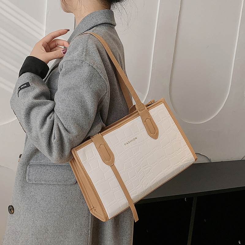 Túi xách IELGY cỡ lớn màu sắc tương phản thời trang mùa hè thanh lịch dành cho nữ