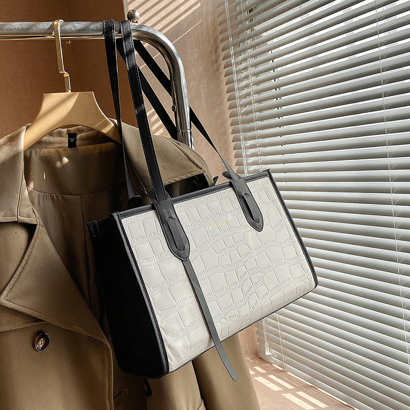 Túi xách IELGY cỡ lớn màu sắc tương phản thời trang mùa hè thanh lịch dành cho nữ