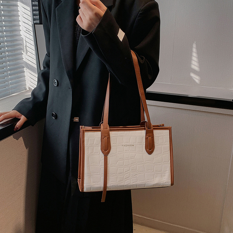 Túi xách IELGY cỡ lớn màu sắc tương phản thời trang mùa hè thanh lịch dành cho nữ