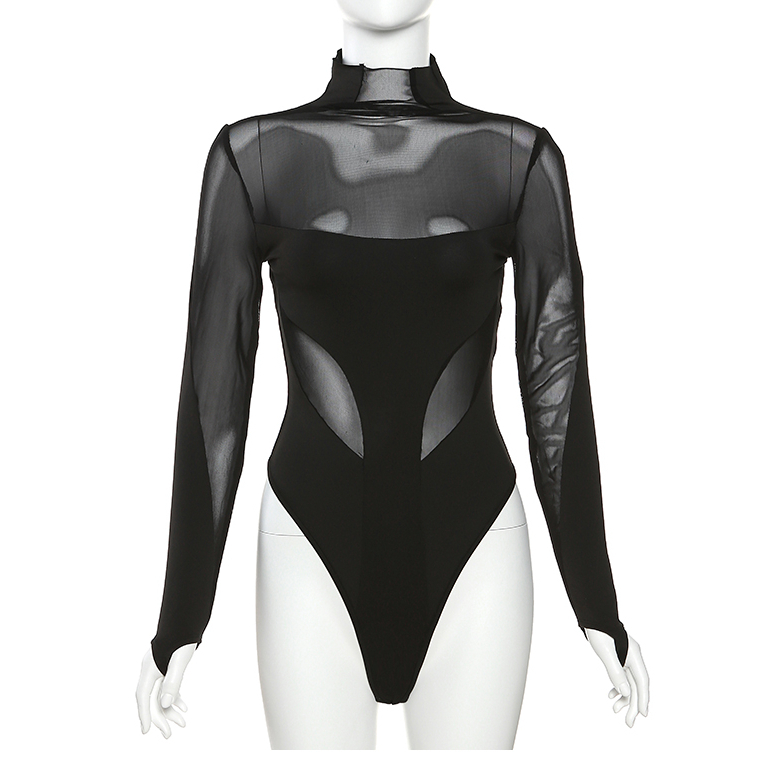 Klalien Bodysuit Tay Dài Phối Lưới Thiết Kế Ôm Sát Quyến Rũ | BigBuy360 - bigbuy360.vn