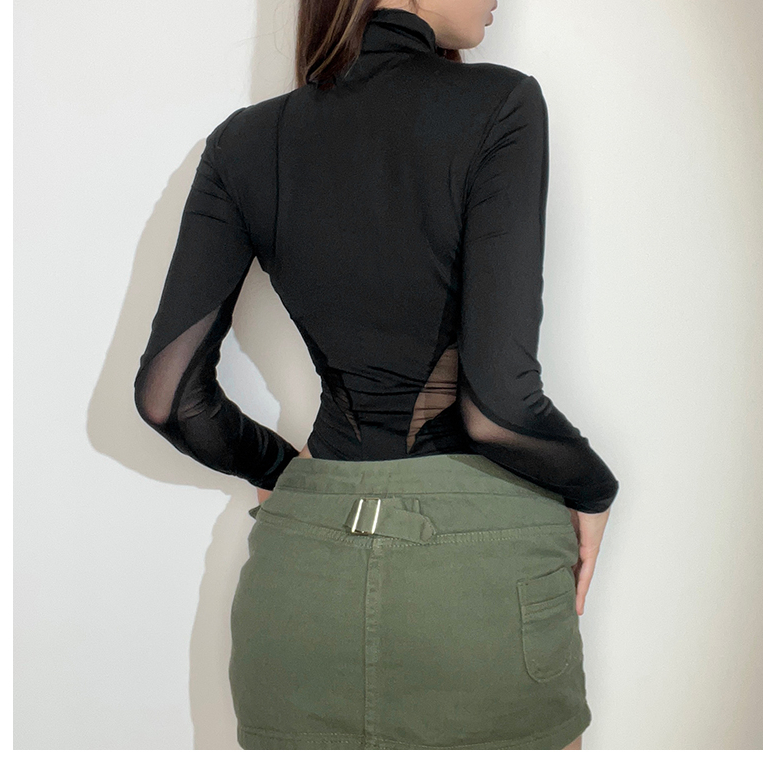 Klalien Bodysuit Tay Dài Phối Lưới Thiết Kế Ôm Sát Quyến Rũ | BigBuy360 - bigbuy360.vn