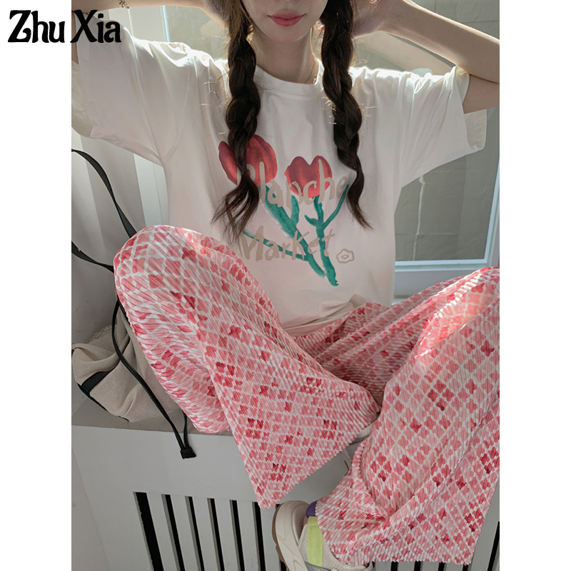 ZhuXia Quần Ống Rộng Lưng Cao Màu Sắc Thời Trang Mùa Hè Cho Nữ
