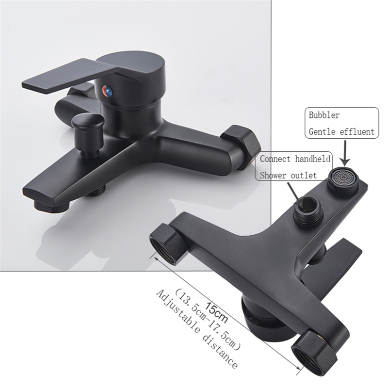 Vòi Nước Nóng Lạnh Bằng Thép Không Gỉ Màu Đen Nhám Cho Nhà Tắm