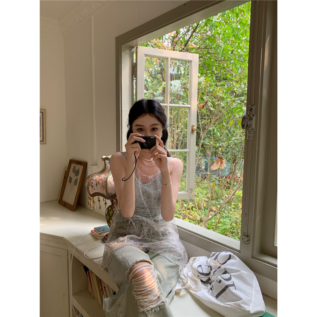 Áo Lưới Hoa Hai Lớp Thời Trang Mùa Hè Mới Dành Cho Nữ