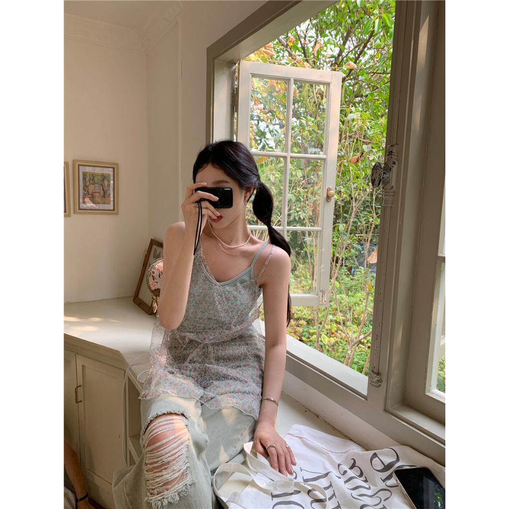 Áo Lưới Hoa Hai Lớp Thời Trang Mùa Hè Mới Dành Cho Nữ