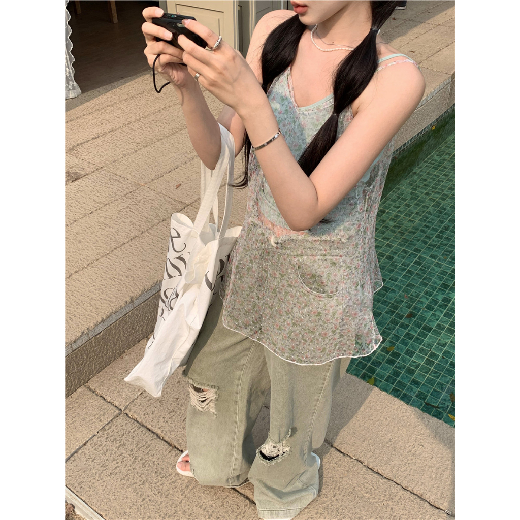 Áo Lưới Hoa Hai Lớp Thời Trang Mùa Hè Mới Dành Cho Nữ