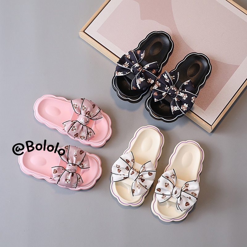Bololo Dép Đi Trong Nhà Chống Trượt Đính Nơ Dễ Thương Cho Bé Gái