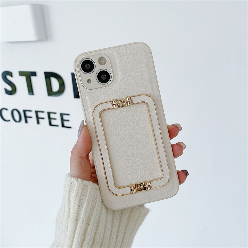 Ốp Điện Thoại Da Mềm Chống Rơi Có Giá Đỡ Kim Loại Cho iPhone13 12 11pro Xsmax XR 7 / 8PLUS SE2020 14Pro