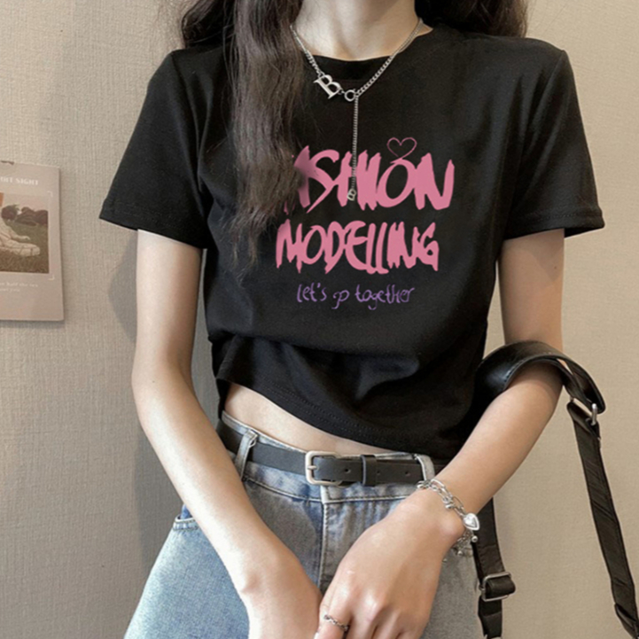 Cocory vn Áo Thun Crop Top Tay Ngắn Chất Liệu 100% Cotton In Hoạ Tiết Xinh Xắn Thời Trang Mùa Hè Cho Nữ