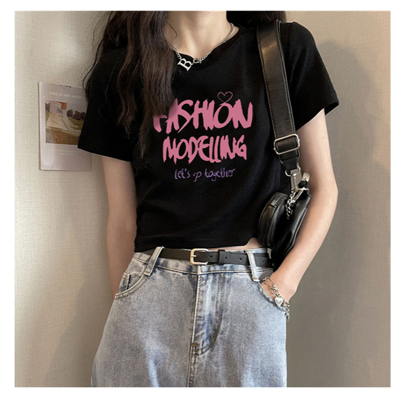 Cocory vn Áo Thun Crop Top Tay Ngắn Chất Liệu 100% Cotton In Hoạ Tiết Xinh Xắn Thời Trang Mùa Hè Cho Nữ