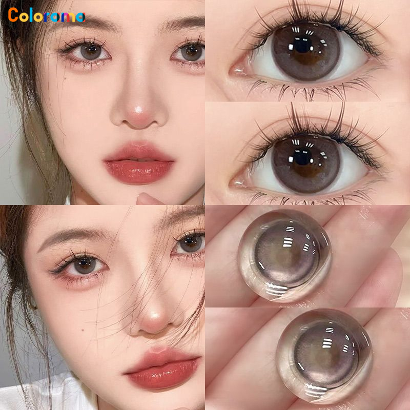 Set 2 Kính Áp Tròng Hình Hoa Hồng Tím Xám 0.0-8.0 Năm 14.2mm