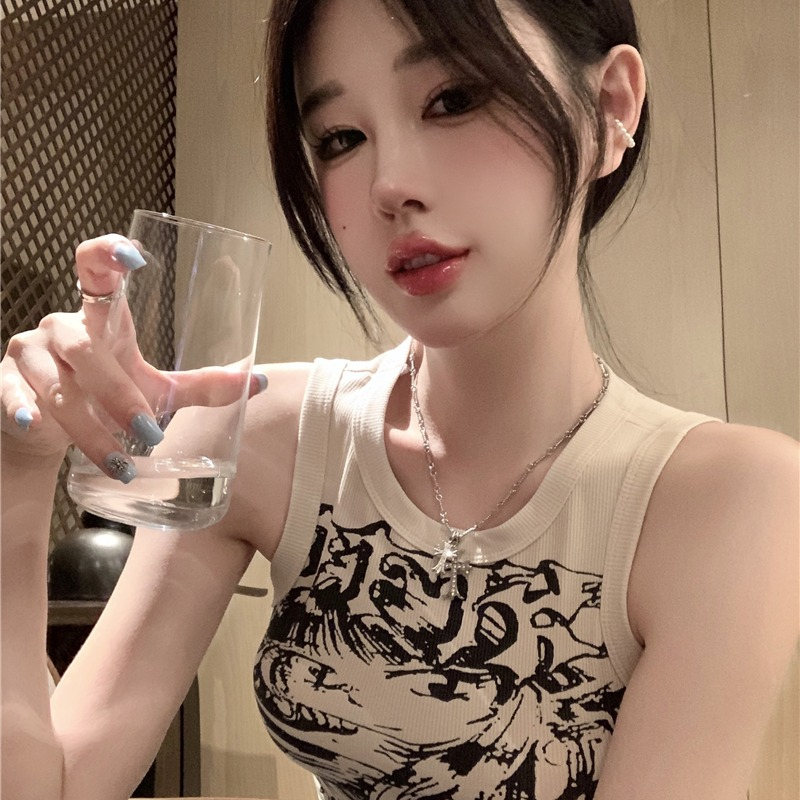 Áo Croptop Hai Dây Dáng Ôm In Hình Gia Vị Ngọt Ngào Thời Trang Hàn Quốc Cho Bạn Gái