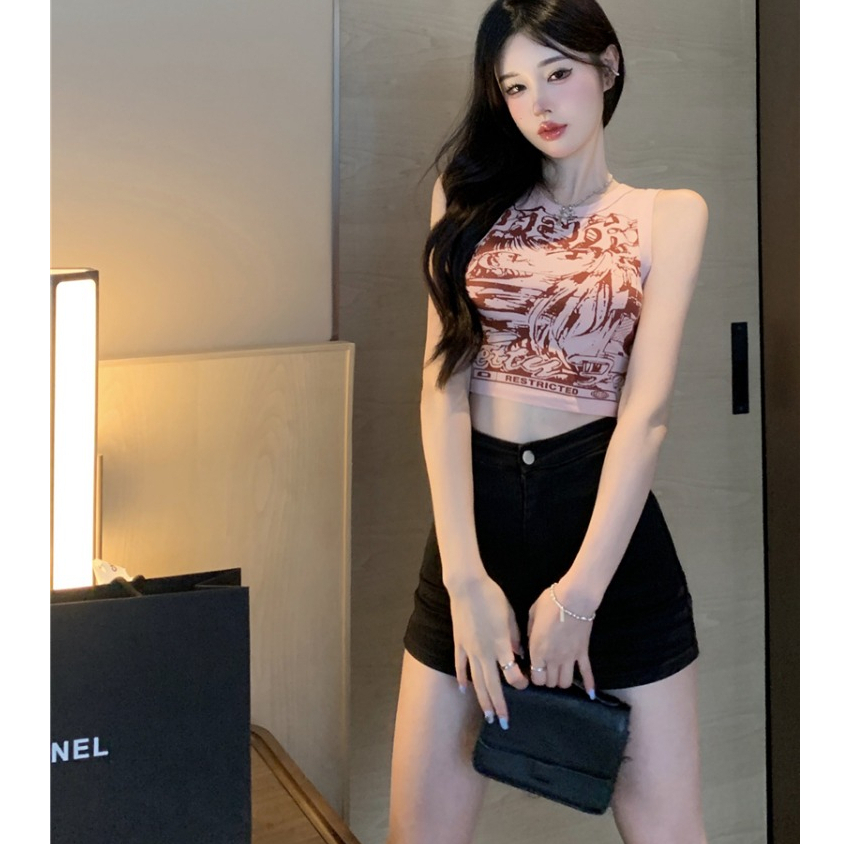 Áo Croptop Hai Dây Dáng Ôm In Hình Gia Vị Ngọt Ngào Thời Trang Hàn Quốc Cho Bạn Gái