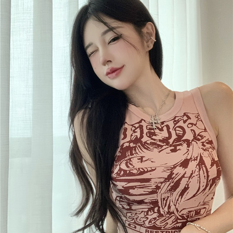 Áo Croptop Hai Dây Dáng Ôm In Hình Gia Vị Ngọt Ngào Thời Trang Hàn Quốc Cho Bạn Gái