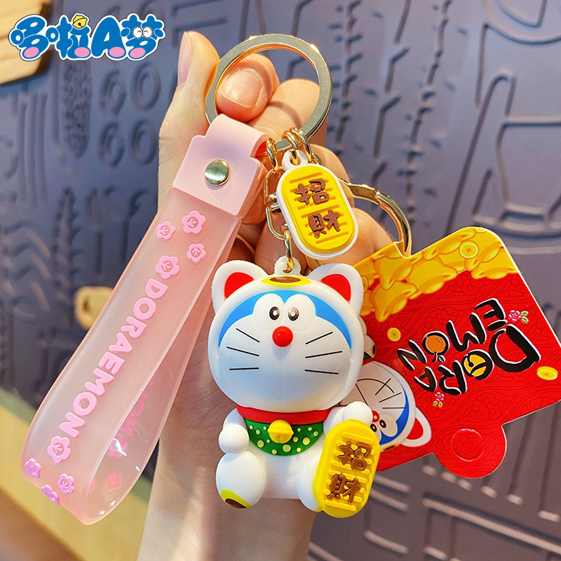 Móc Chìa Khóa Xe Hơi Hình Mèo Máy Doraemon Phiên Bản Thần Tài Tài Lộc Giàu Có Kỷ Niệm Dingdang