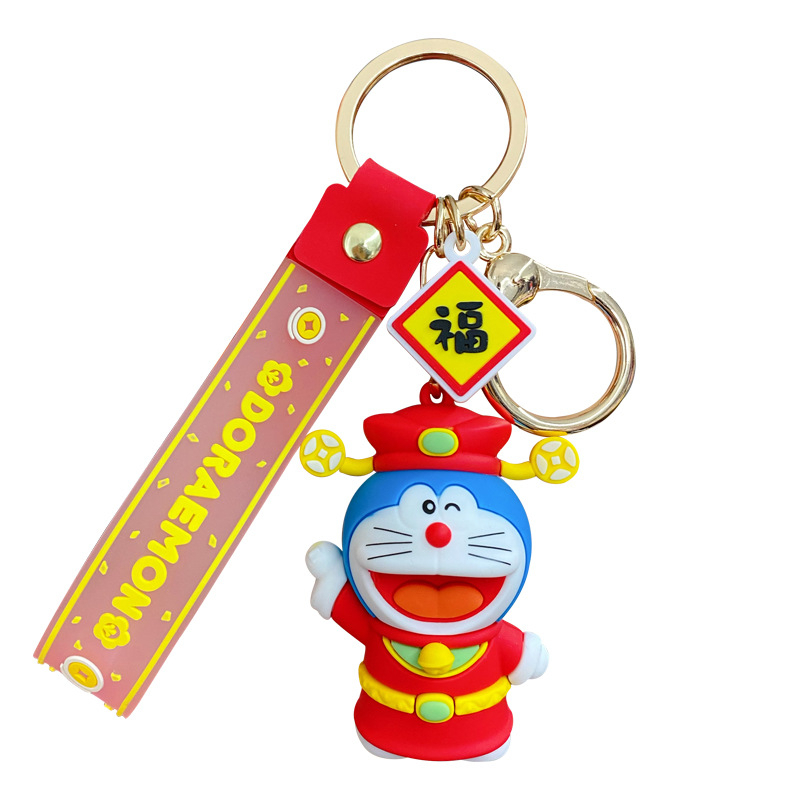 Móc Chìa Khóa Xe Hơi Hình Mèo Máy Doraemon Phiên Bản Thần Tài Tài Lộc Giàu Có Kỷ Niệm Dingdang