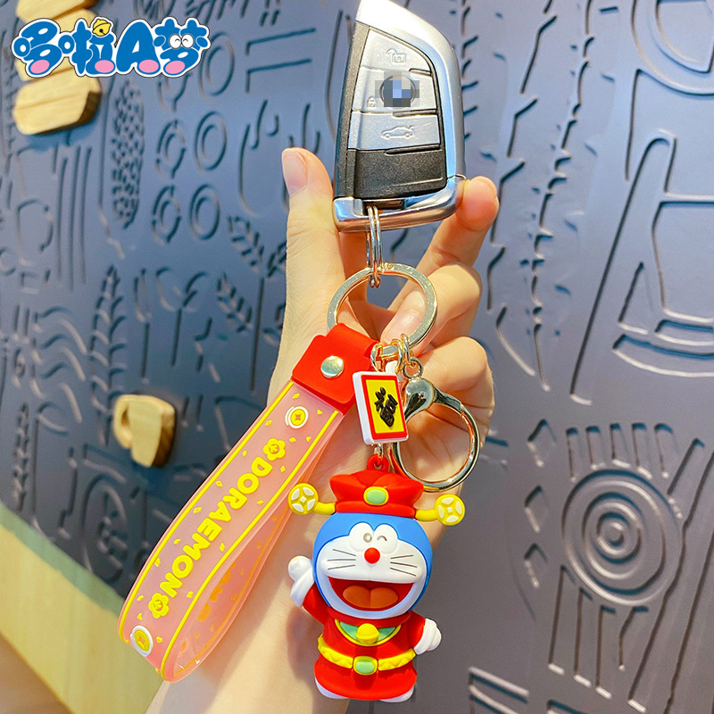 Móc Chìa Khóa Xe Hơi Hình Mèo Máy Doraemon Phiên Bản Thần Tài Tài Lộc Giàu Có Kỷ Niệm Dingdang