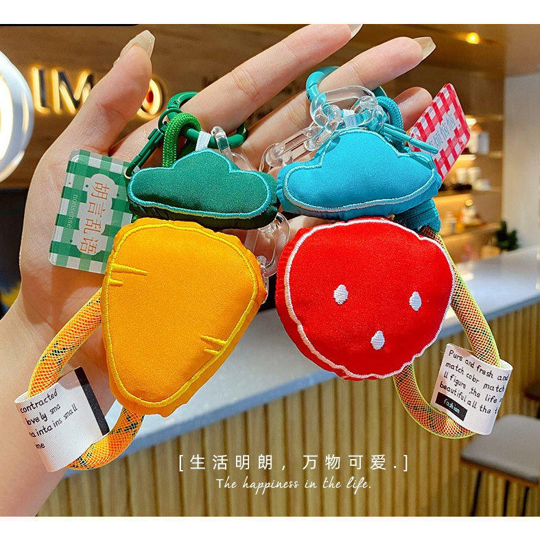 Móc Khóa Xe Hơi Hình Trái Cây Bằng Lông Nhung Dễ Thương Xinh Xắn