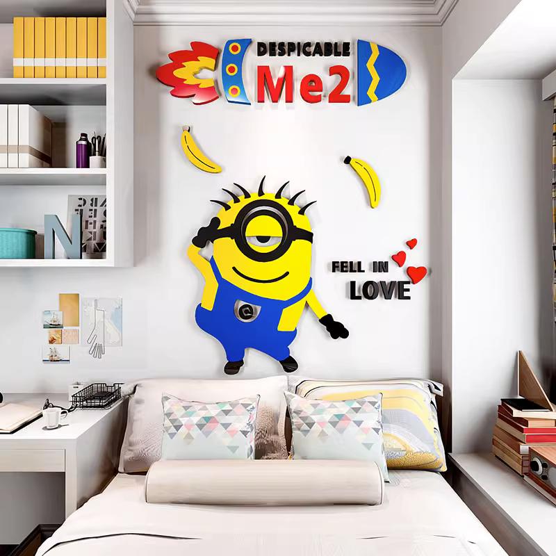 Tranh mica nổi bức tranh nhỏ màu vàng người lính nhỏ dán tường acrylic 3d dán tường ba chiều phòng trẻ em tranh tường trang trí đầu giường