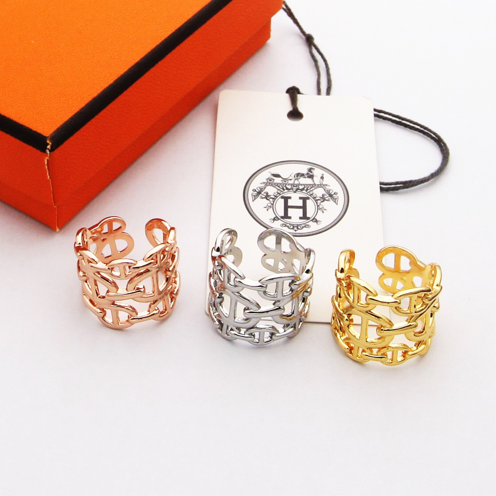 Nhẫn ThéP Titan DạNg Hở HọA TiếT Chữ He & rm * es ThờI Trang Cho CặP Đôi