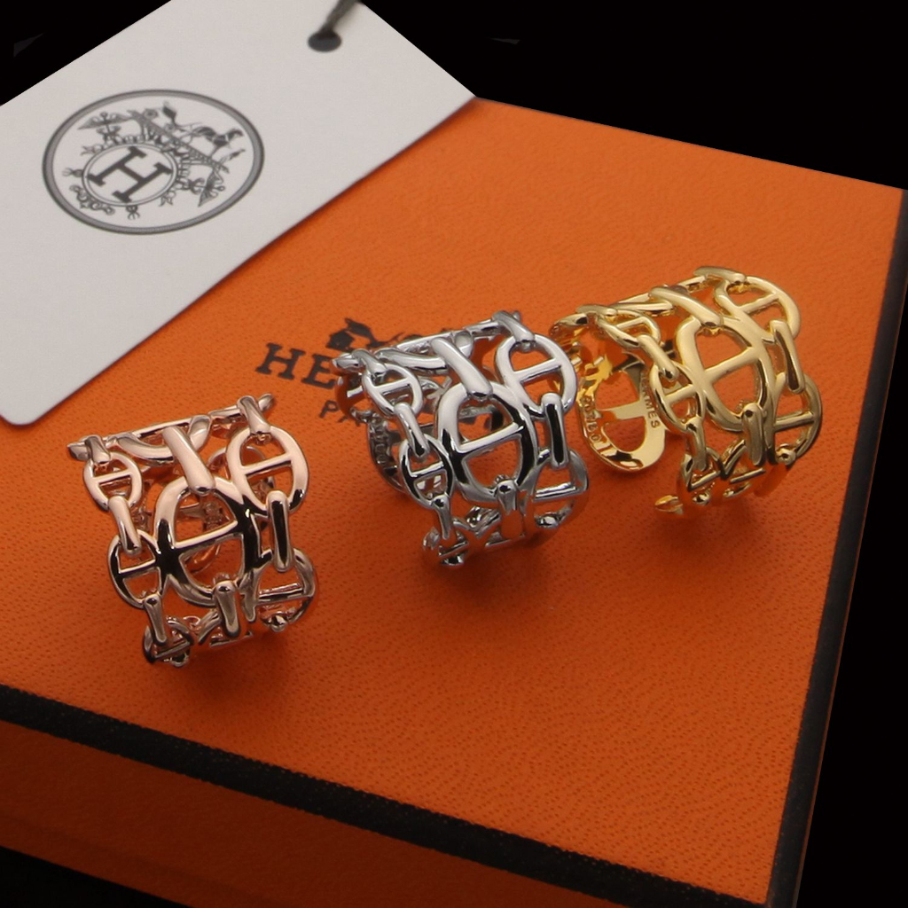 Nhẫn ThéP Titan DạNg Hở HọA TiếT Chữ He & rm * es ThờI Trang Cho CặP Đôi