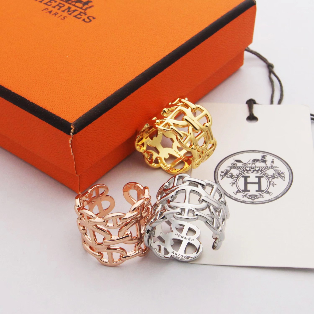 Nhẫn ThéP Titan DạNg Hở HọA TiếT Chữ He & rm * es ThờI Trang Cho CặP Đôi