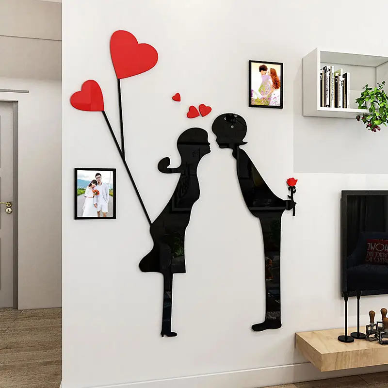 Tranh mica cặp đôi bóng khung ảnh dán tường acrylic ảnh treo tường 3d ba chiều dán tường phòng khách phòng ngủ phòng ăn bố trí tường trang trí nhà cửa tranh