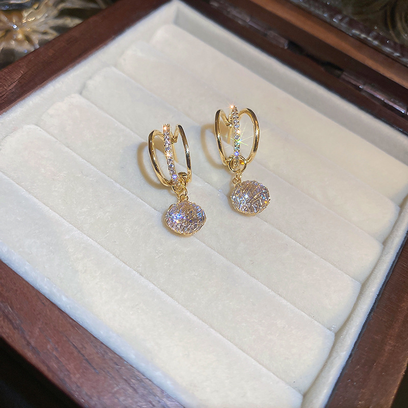 Bông Tai Mạ Vàng 18K Hình Tròn Đính Đá Nhiều Màu Thời Trang