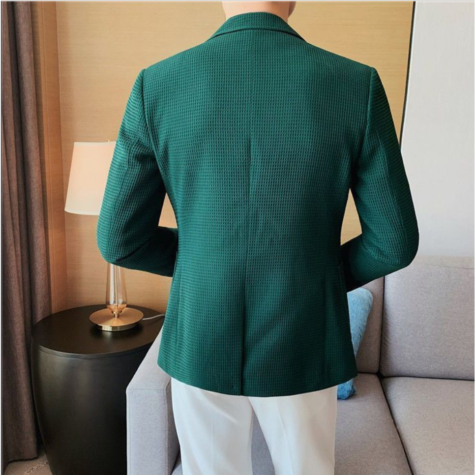 Áo Khoác Blazer Mỏng Một Hàng Nút Cài Đôi Màu Trơn Phong Cách Hong Kong Cao Cấp | BigBuy360 - bigbuy360.vn